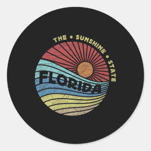 Pegatina Redonda Florida Fl Summer Miami Vibes Beach Sunshine State