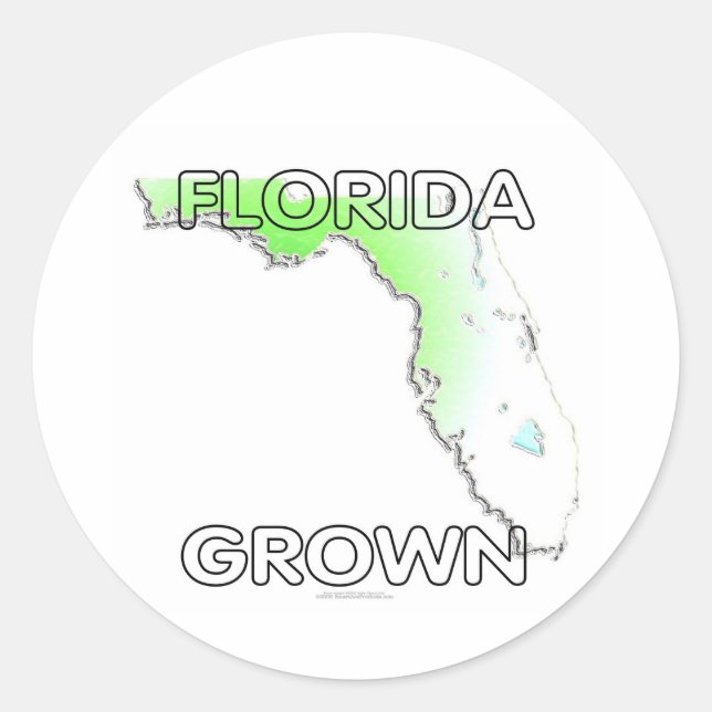 Pegatina Redonda Florida Grown (Anverso)
