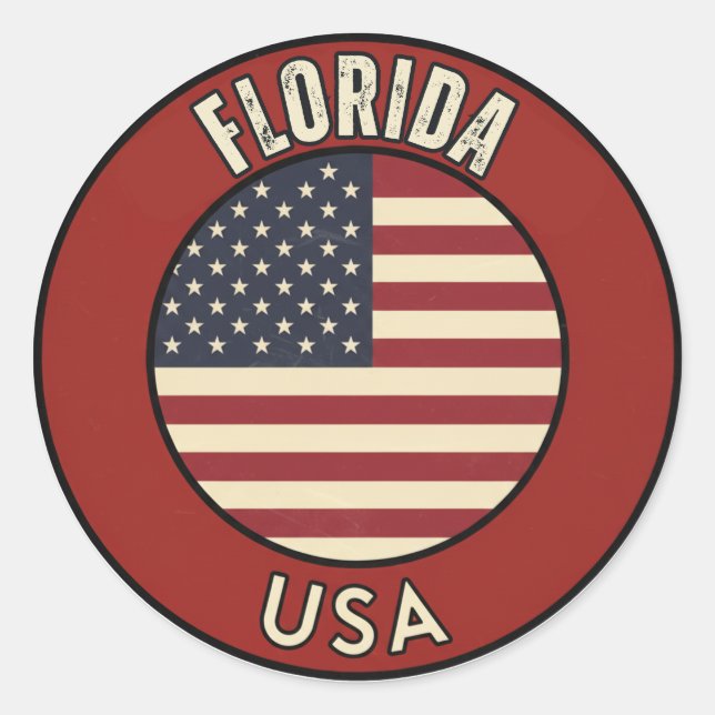 Pegatina Redonda Florida United States of America (Anverso)