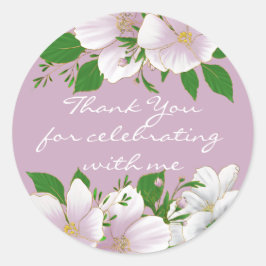 Pegatina Redonda Florines De Oro En Rosa