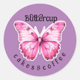 Pegatina Redonda Florisco Panadería Cafe Personalizado Nombre de la