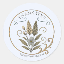 Pegatina Redonda Florist vintage floral, thank you label-sticker
