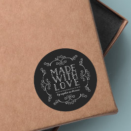 Pegatina Redonda Florituras de Color Editables Hechas Con Amor