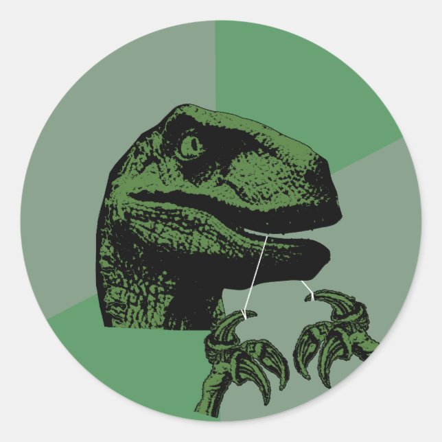 Pegatina Redonda Flossoraptor Philosoraptor (Anverso)