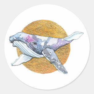 Pegatina Redonda Flota de ballena