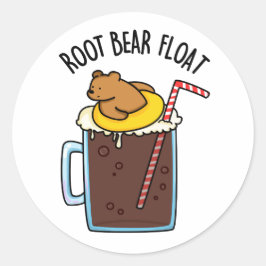 Pegatina Redonda Flotador de Root Bear Pun divertido de Root Beer