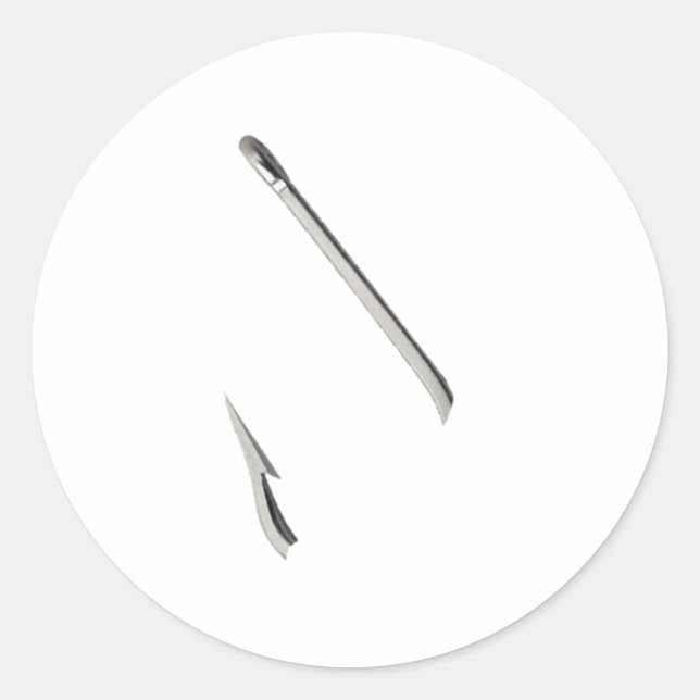 Pegatina Redonda Flotsam Fish Hook (Anverso)