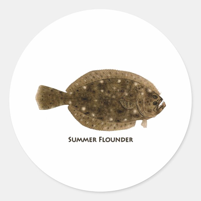 Pegatina Redonda Flounder de verano (Anverso)