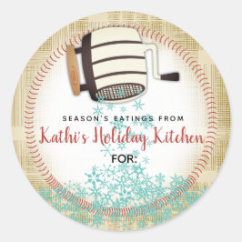 Pegatina Redonda Flour sifter snowflake vacaciones horneado persona