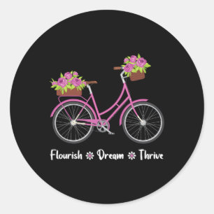 Pegatina Redonda Flourim Dream Thrive Floral Bicicleta Sutil 8