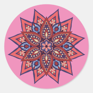 Pegatina Redonda Flourish Boho Mandala
