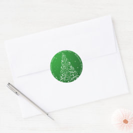 Pegatina Redonda Flourish Christmas Tree Green Return Address
