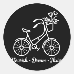 Pegatina Redonda Flourish Dream Thrive Floral Bike 8647 Funny Anti