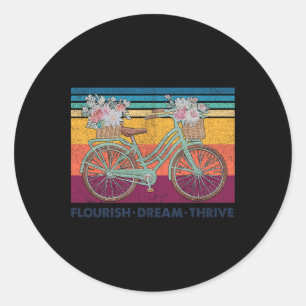 Pegatina Redonda Flourish Dream Thrive Floral Bike Sutil 8647 Trum