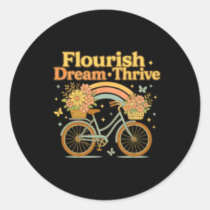 Pegatina Redonda Flourish Dream Thrive Floral Bike Sutil 8647 Trum