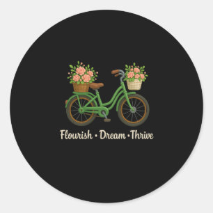Pegatina Redonda Flourish Dream Thrive Floral Bike Sutil 8647 Trum
