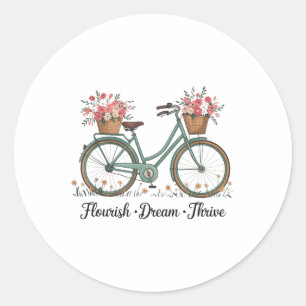 Pegatina Redonda Flourish Dream Thrive Floral Bike Sutil 8647 Trum
