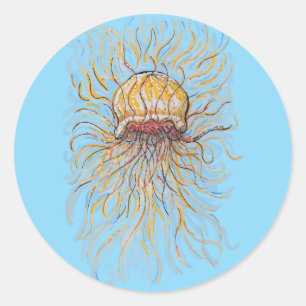 Pegatina Redonda Flowe Jellyfish