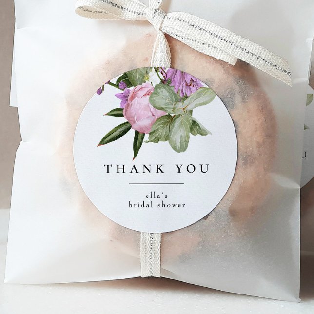 Pegatina Redonda Flower Garden Bridal Shower Favor (Subido por el creador)