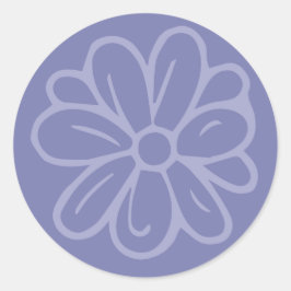 Pegatina Redonda Flower Garden Flower Blue