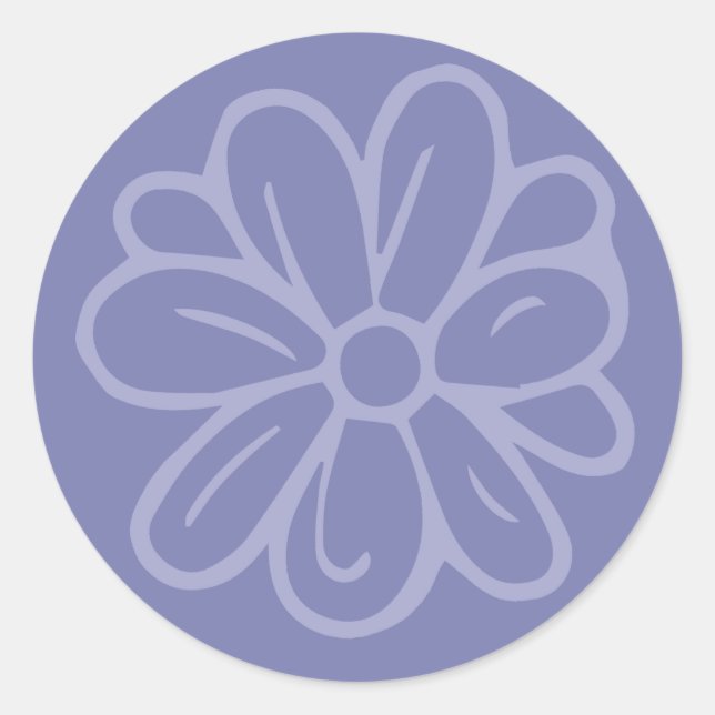 Pegatina Redonda Flower Garden Flower Blue (Anverso)