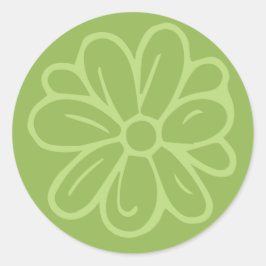 Pegatina Redonda Flower Garden Flower Green