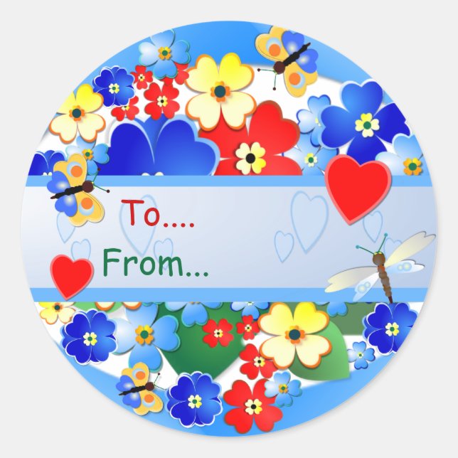 Pegatina Redonda Flower Garden ~ Gift Sticker # 2 (Anverso)