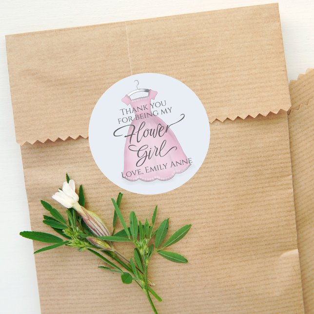 Pegatina Redonda Flower Girl Cute Rubor Pink Personalizado (Subido por el creador)