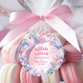 Pegatina Redonda Flower Glitter Mermaid Tail 3rd Birthday