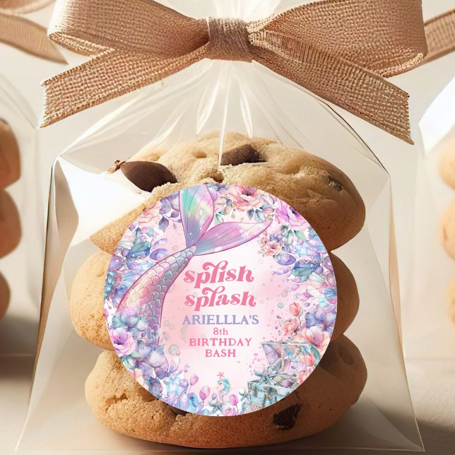 Pegatina Redonda Flower Glitter Mermaid Tail 8th Birthday (Subido por el creador)