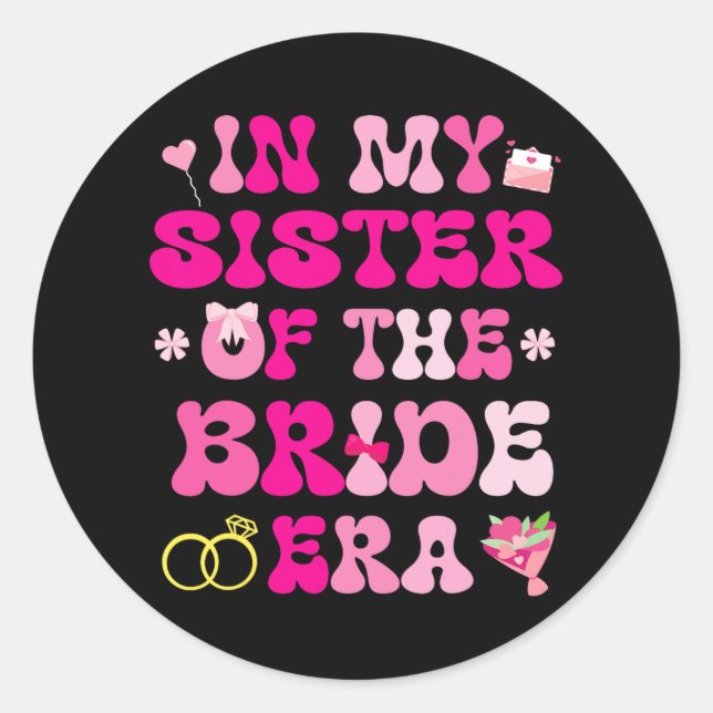 Pegatina Redonda Flower Hearts Matrimonio Boda En Mi Hermana Del (Anverso)