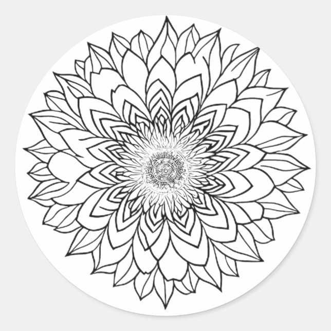 PEGATINA REDONDA FLOWER MANDALA ART PARA MEDITACIÓN ESPIRITUAL (Anverso)