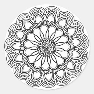 PEGATINA REDONDA FLOWER MANDALA ART PARA MEDITACIÓN ESPIRITUAL