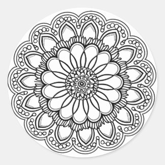 PEGATINA REDONDA FLOWER MANDALA ART PARA MEDITACIÓN ESPIRITUAL