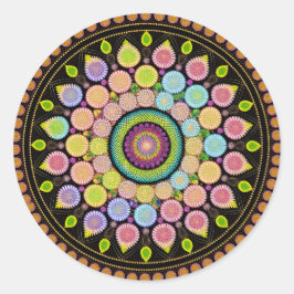 PEGATINA REDONDA FLOWER MANDALA ART PARA MEDITACIÓN ESPIRITUAL