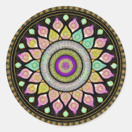 PEGATINA REDONDA FLOWER MANDALA ART PARA MEDITACIÓN ESPIRITUAL