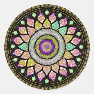 PEGATINA REDONDA FLOWER MANDALA ART PARA MEDITACIÓN ESPIRITUAL