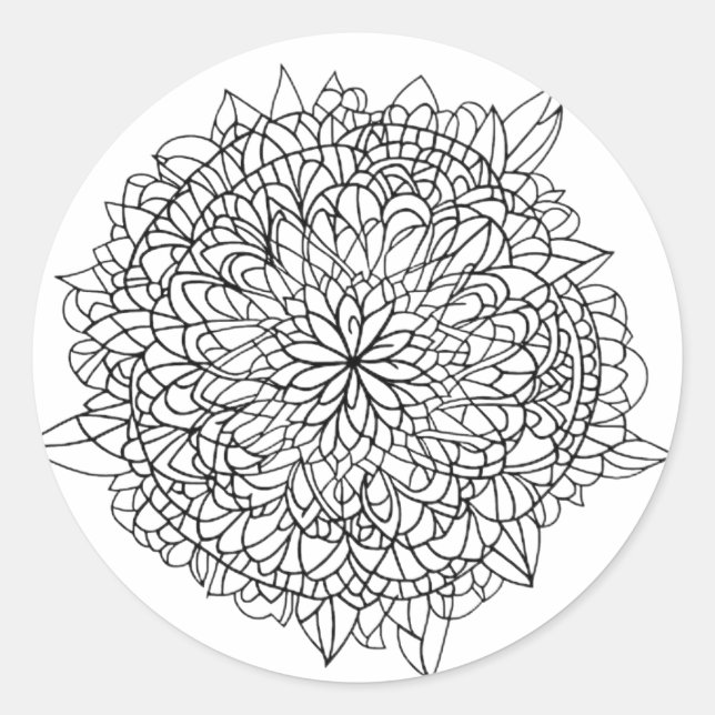 PEGATINA REDONDA FLOWER MANDALA ART PARA MEDITACIÓN ESPIRITUAL (Anverso)