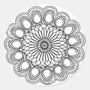 PEGATINA REDONDA FLOWER MANDALA ART PARA MEDITACIÓN ESPIRITUAL