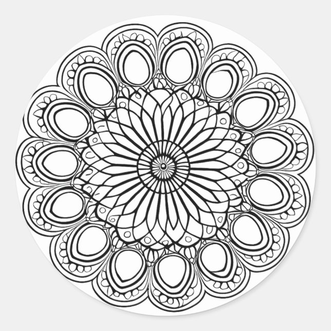 PEGATINA REDONDA FLOWER MANDALA ART PARA MEDITACIÓN ESPIRITUAL (Anverso)