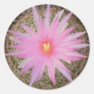 Pegatina Redonda Flower Mosaic Floral rosa brillante