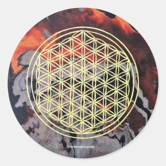 Pegatina Redonda Flower of Life (Anverso)