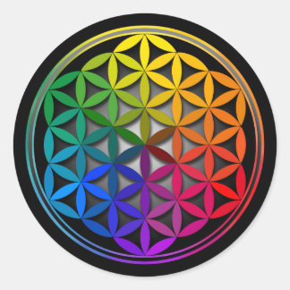 Pegatina Redonda flower of life1