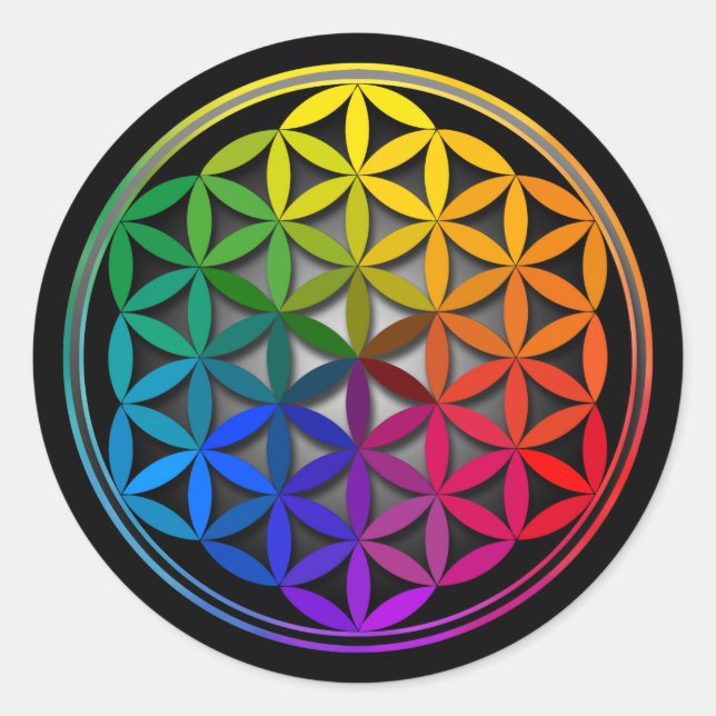 Pegatina Redonda flower of life1 (Anverso)