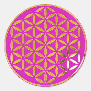 Pegatina Redonda Flower Of Life - oro 1 stamp   magenta