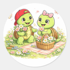 Pegatina Redonda Flower Picking