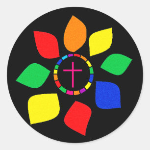 Pegatina Redonda Flower Power 07