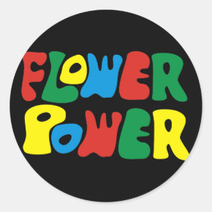 Pegatina Redonda Flower Power hippie