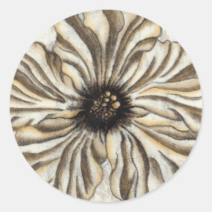 Pegatina Redonda Flowerhead Fresco en Tan fondo