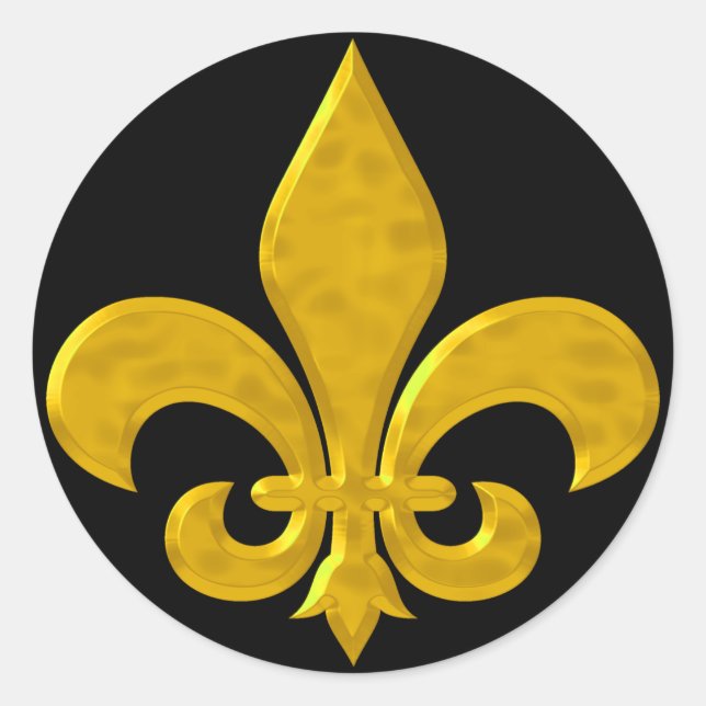 Pegatina Redonda Fluer De Lis Hammered Gold (Anverso)